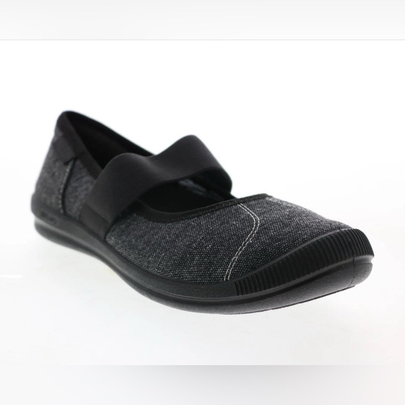 Keen Lorelia Gray Black Canvas Strap Mary Jane Flats Women’s 5.5 1022615 - Picture 1 of 8